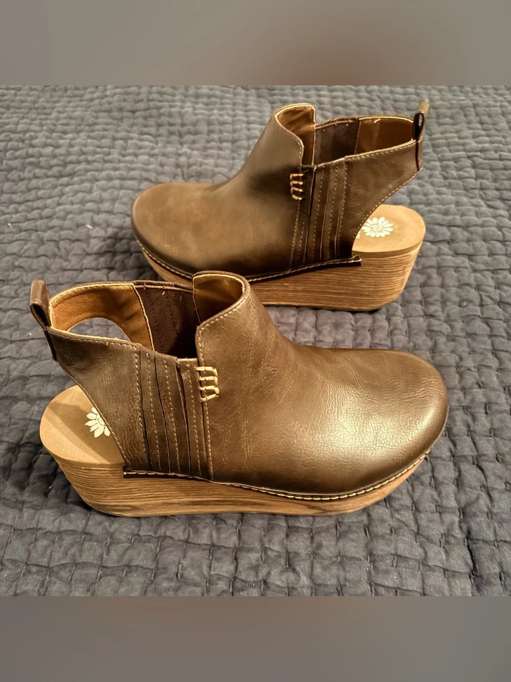 Yellow Box Brown Faux-Leather Platform Clog Mules - Picture 2 of 6